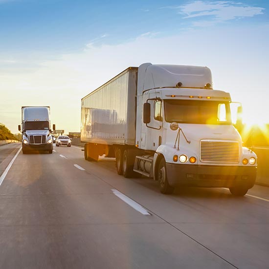 Trucks driving